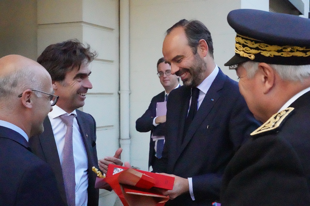 ERIC FOURNIER ACCUEILLE EDOUARD PHILIPPE A CHAMONIX