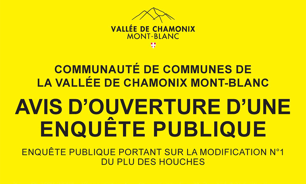Enquête publique du lundi 27 novembre au jeudi 28 décembre 2023 sur la modification n°1 du PLU des Houches