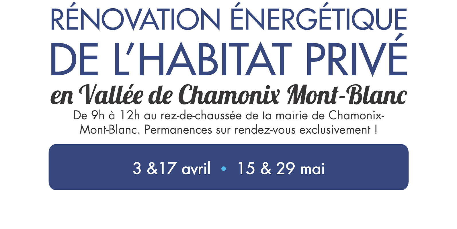 Rénovation énergétique de l'habitat : Permanences avril-mai 2024