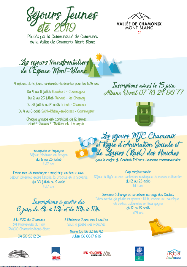 SEJOURS JEUNES ETE 2019